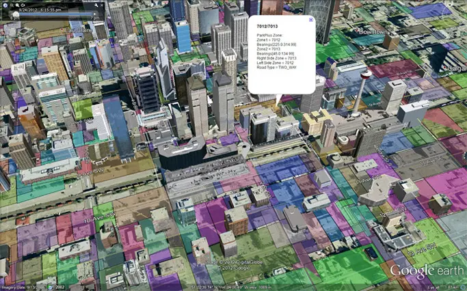Geofencing zone map showing parking policy areas